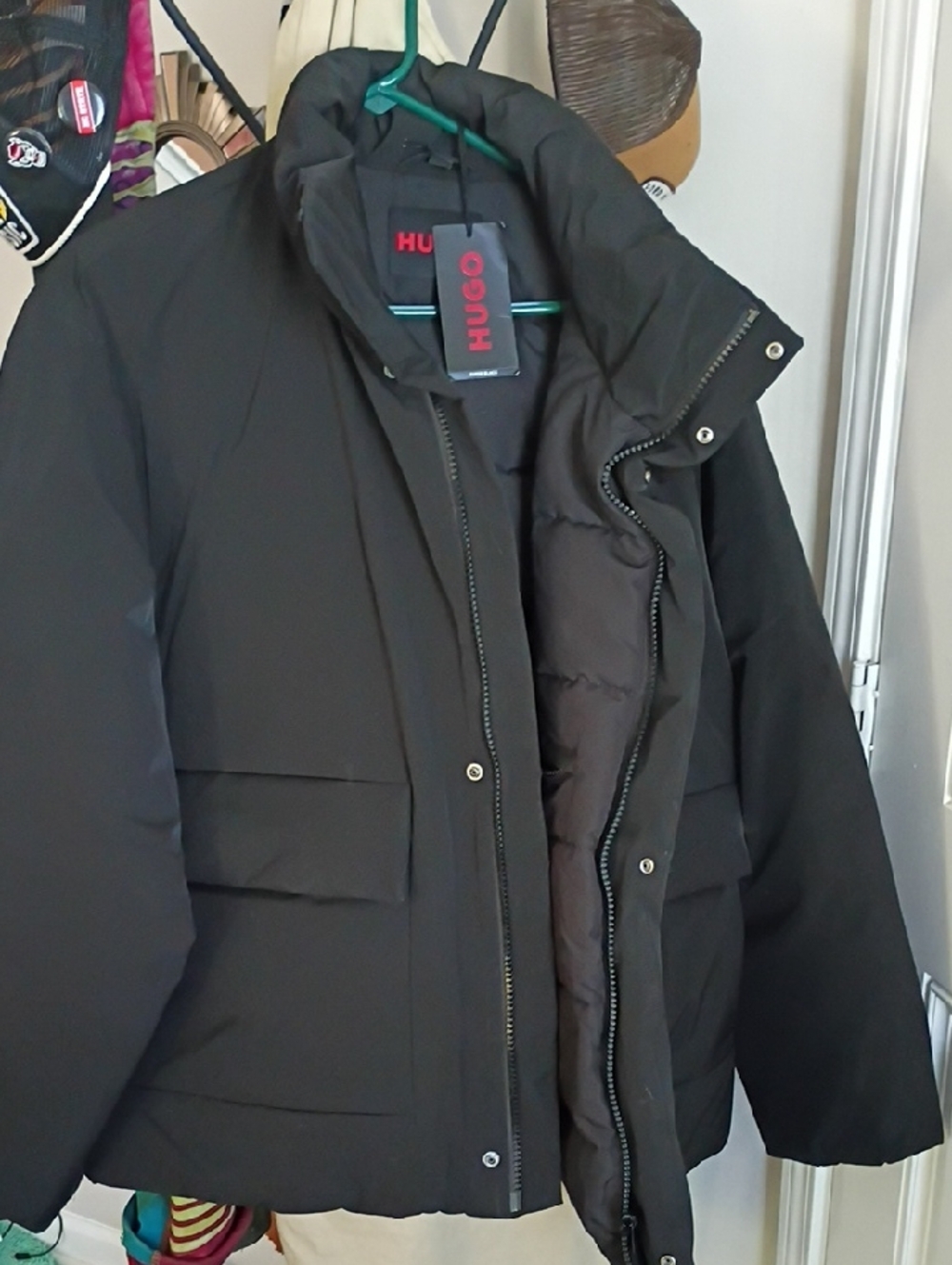 HUGO Black Men's Quilted Puffer Jacket